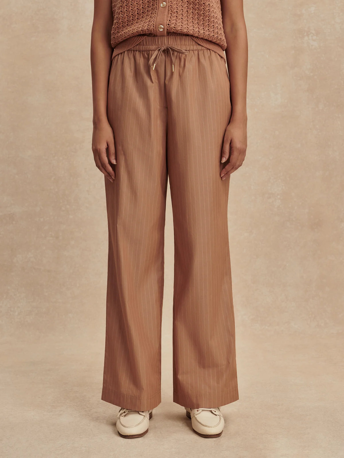 Light Cotton Stripe Straight Leg Pant