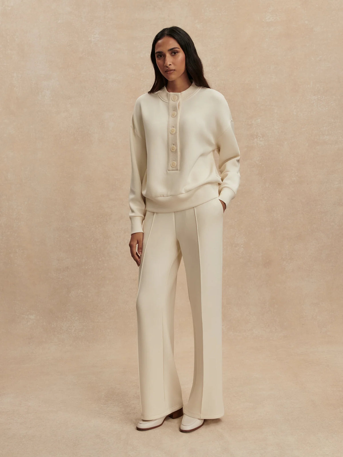 Reena Button Front Sweat