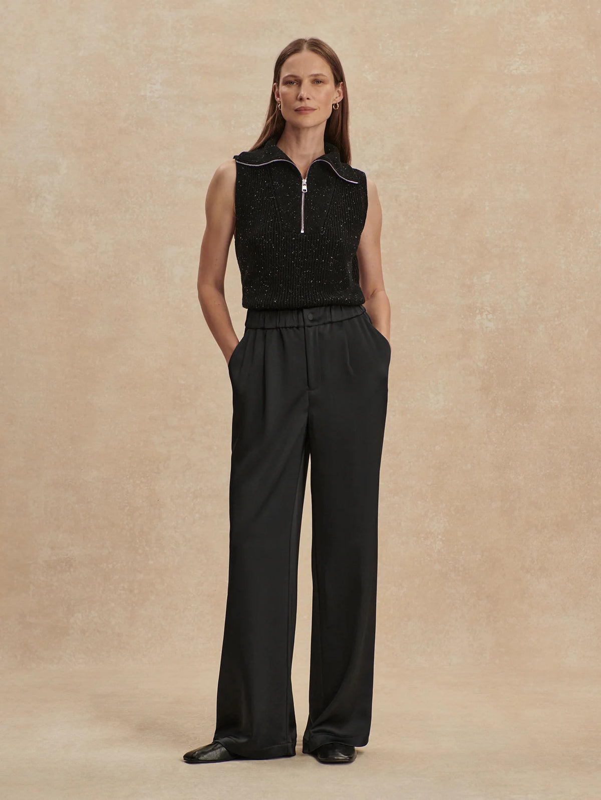 Double Satin Wide Leg Pant Long