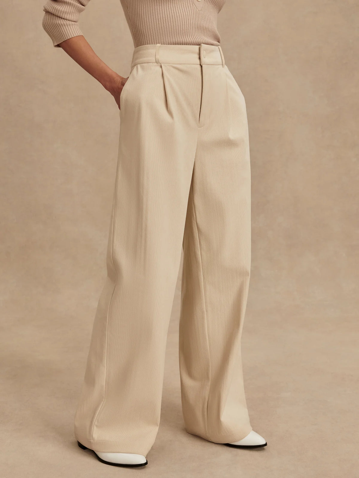 Plush Cord Wide Leg Trouser Long