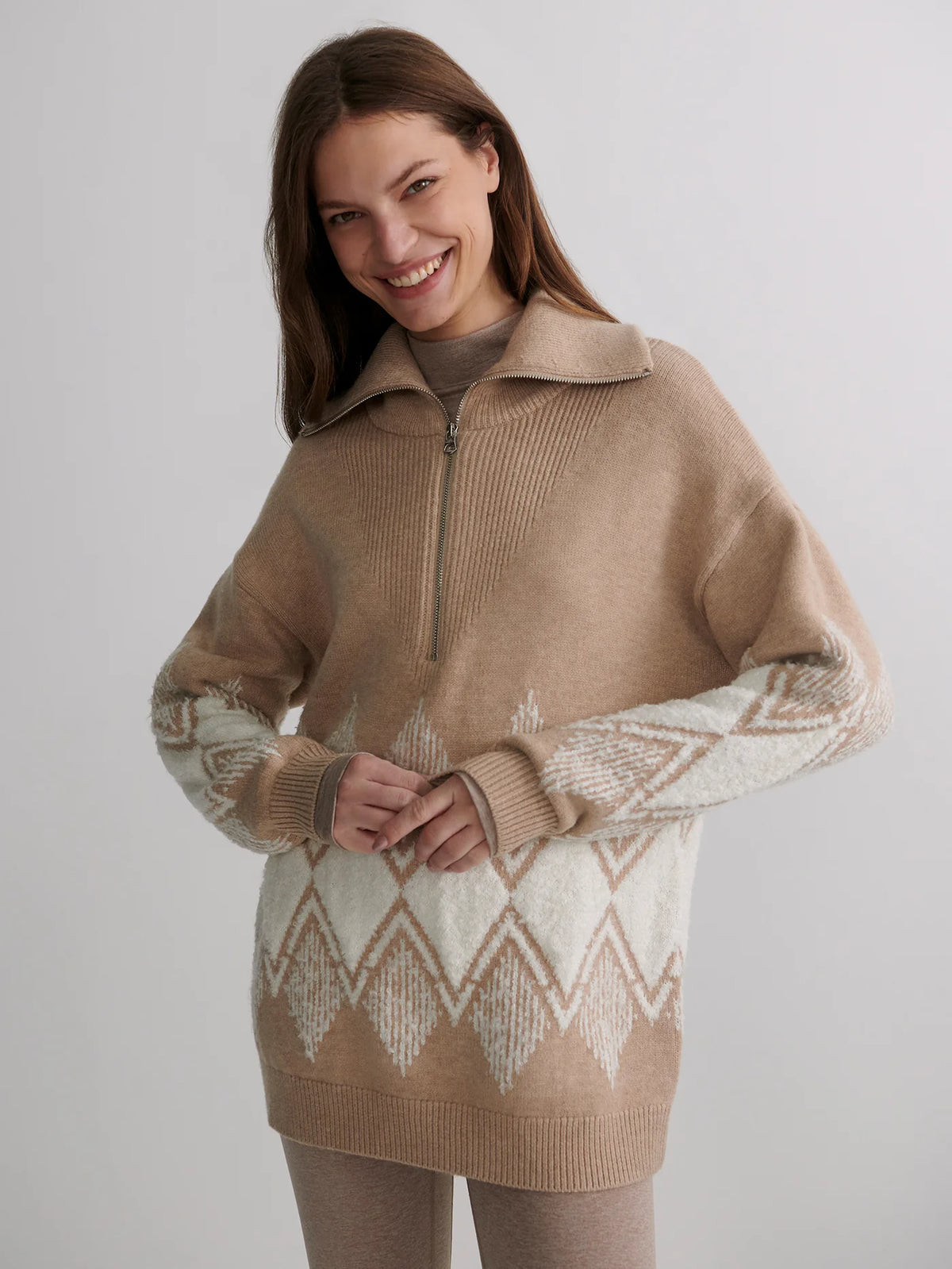 Betty Jacquard Half-Zip Knit