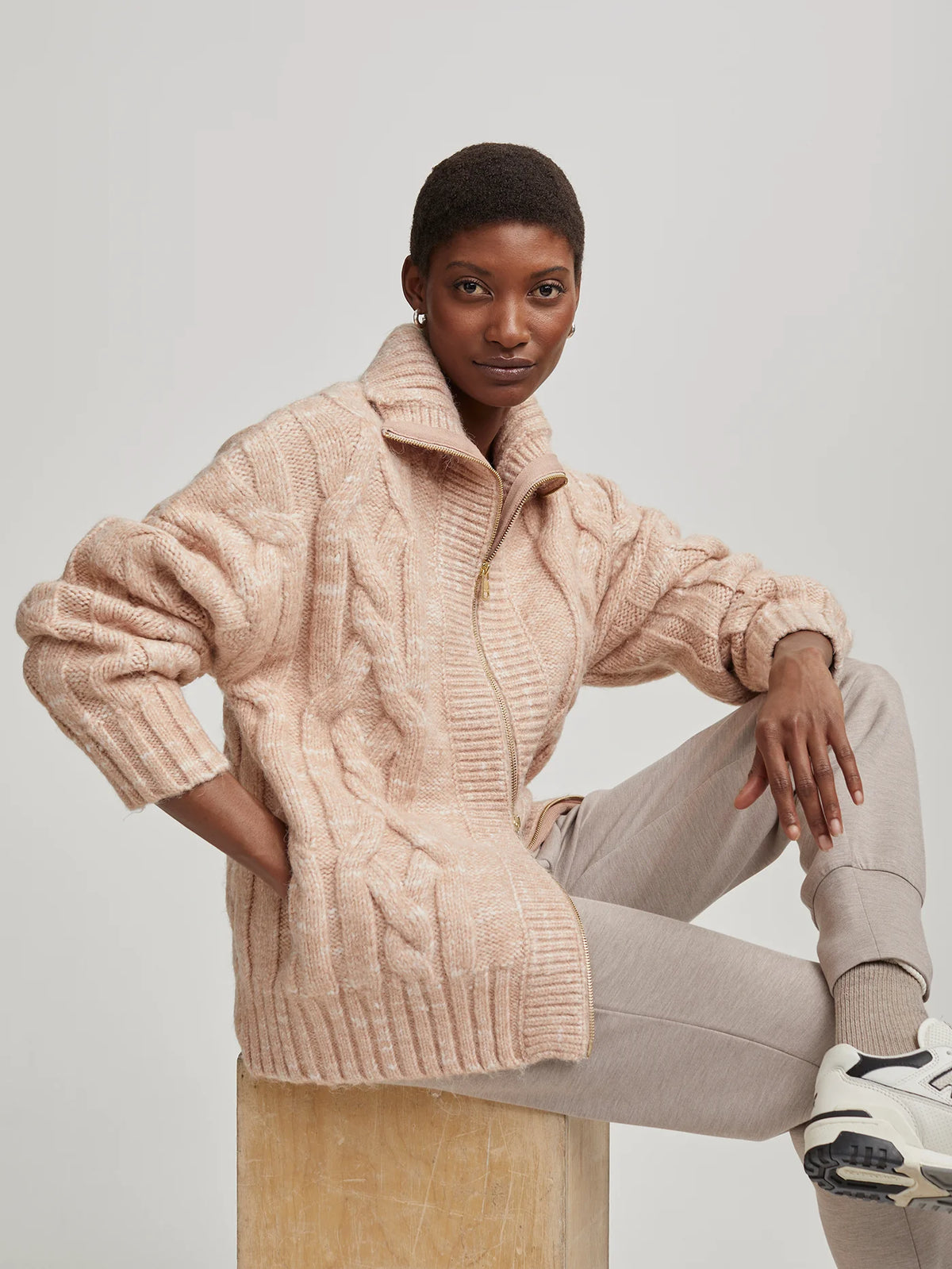 Aida Cable Knit Zip-Through Jacket