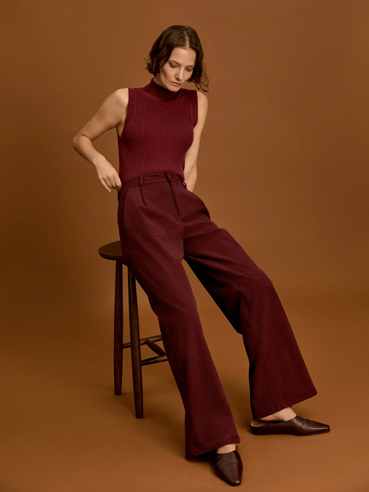Plush Cord Wide Leg Trouser Regular