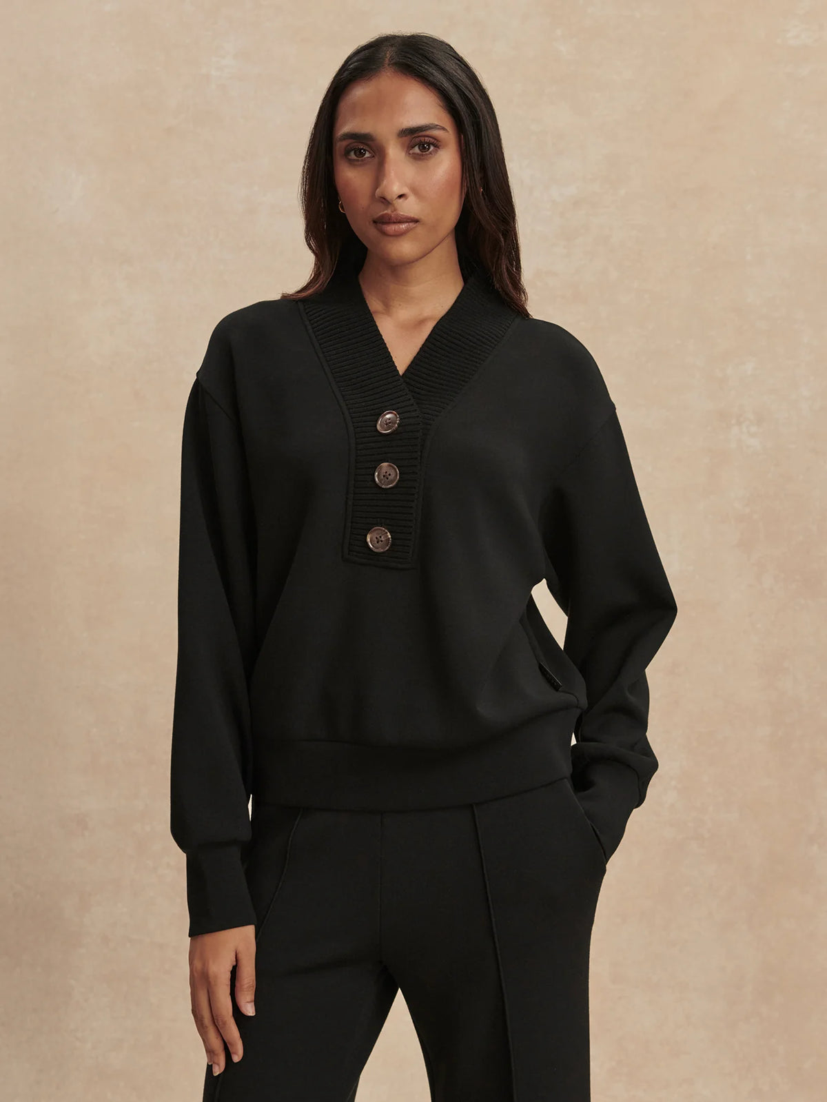 Lucine Button Front Sweat