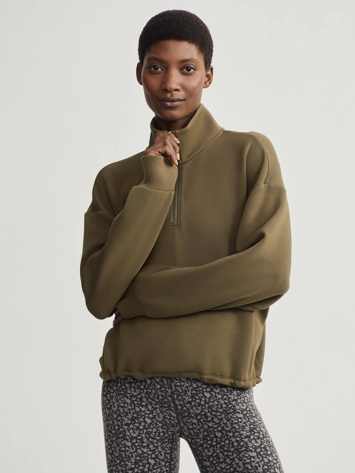 Sian Cropped Half-Zip Sweat