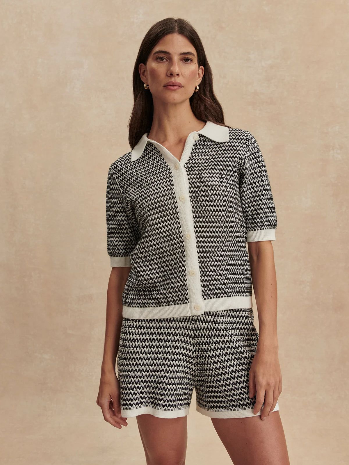 Gaelle Polo Knit Top