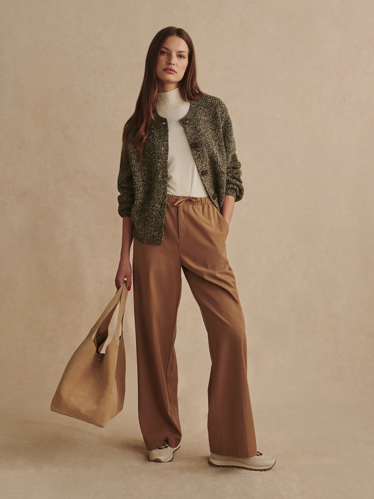 Textured Stretch Wide-Leg Pant