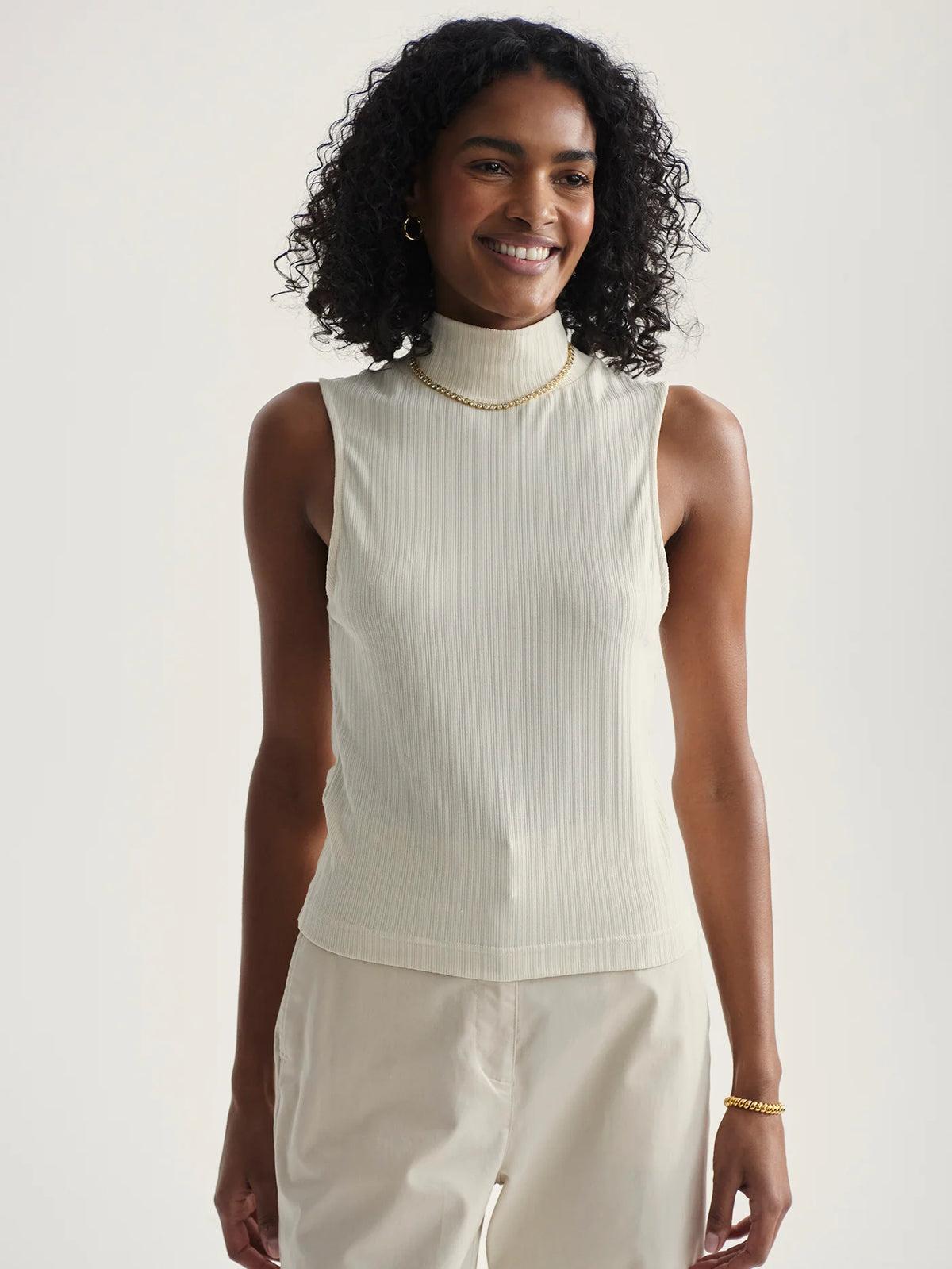 Modal Rib Mock Neck Fitted Tank