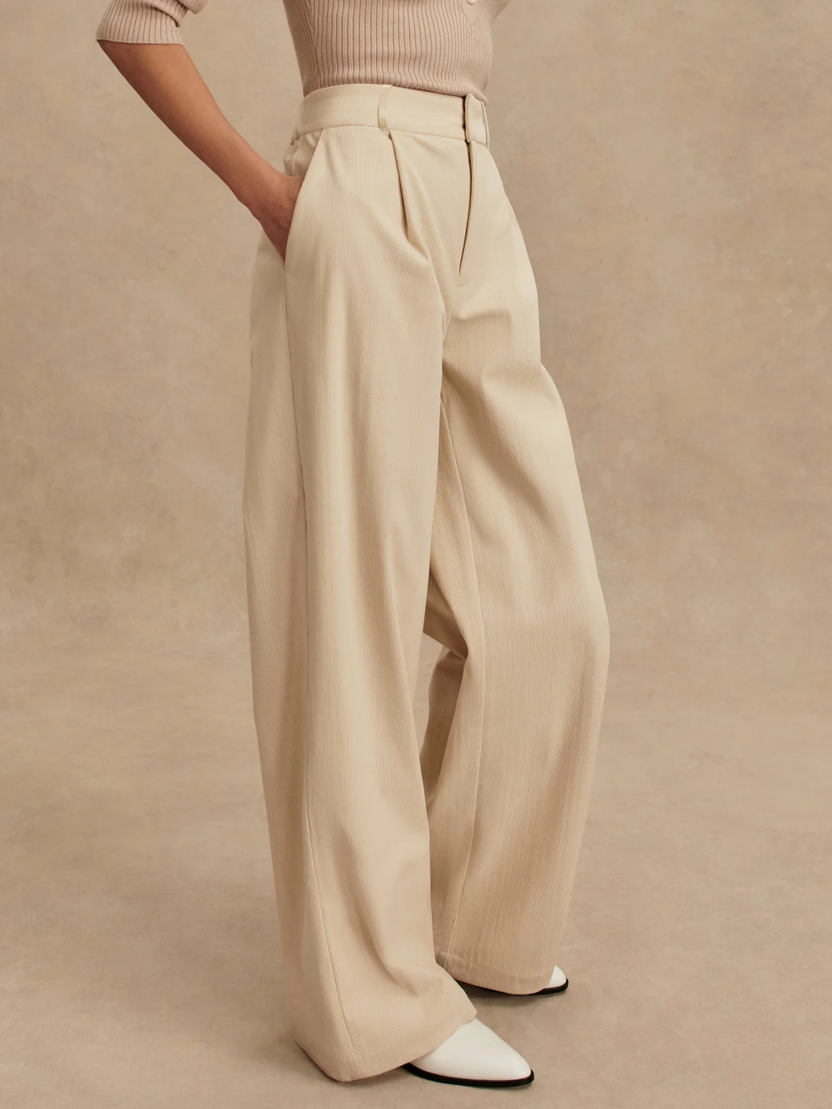 Plush Cord Wide Leg Trouser Regular