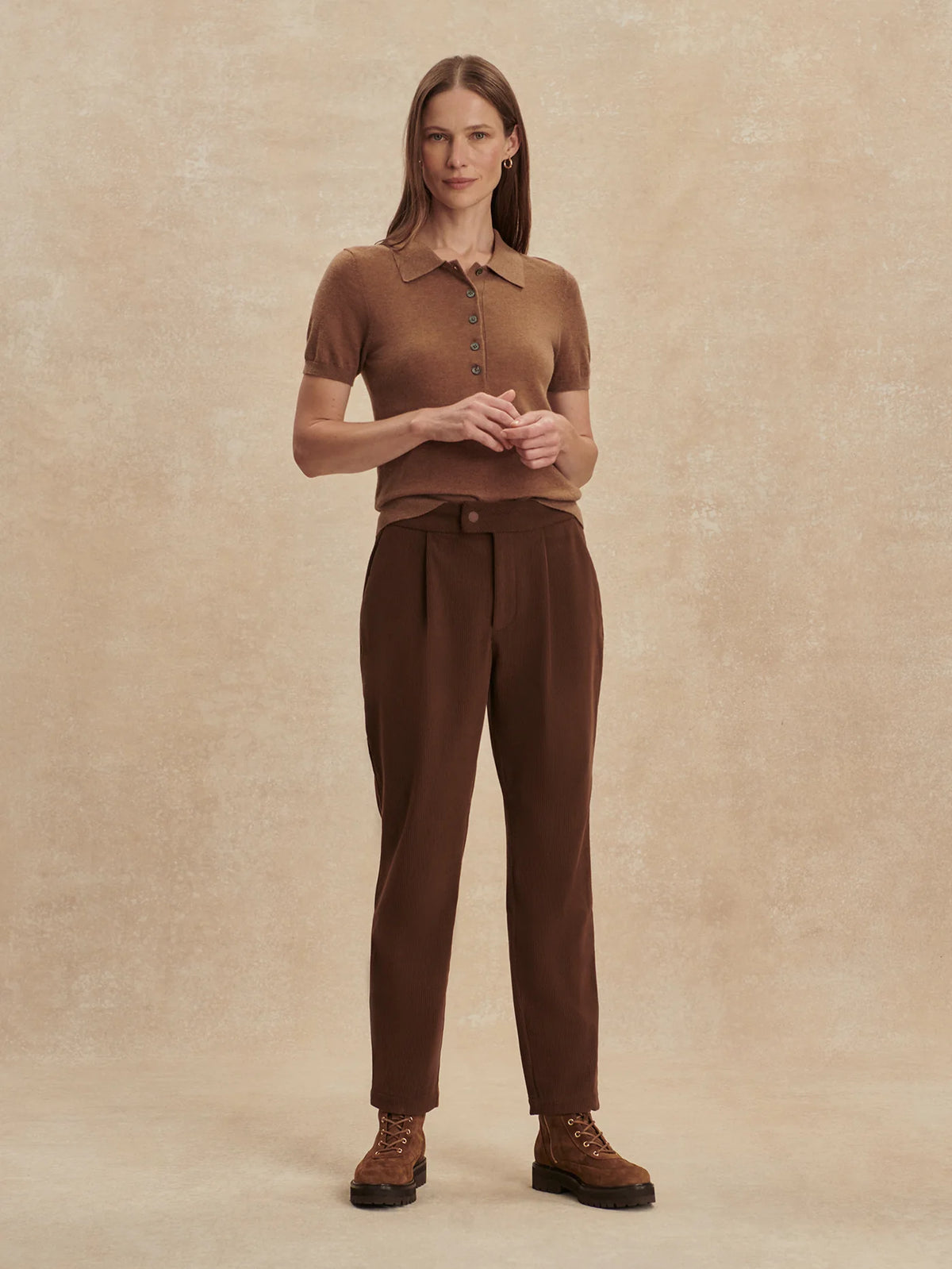 Plush Cord Elegant Tapered Trouser Long