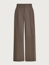 Textured Pinstripe Pleated Wide Leg Trouser Long