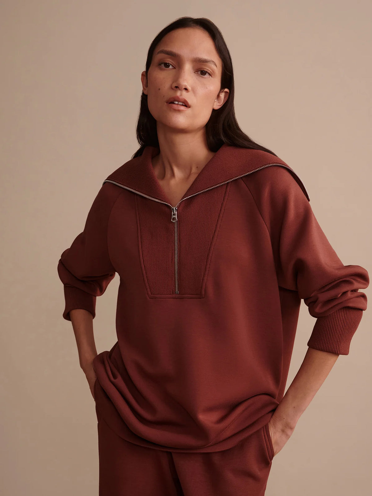 Xina Half-Zip Longline Sweat