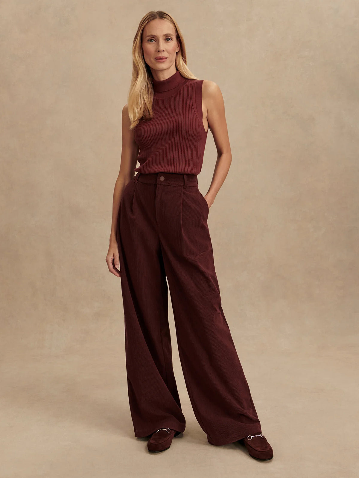 Plush Cord Wide Leg Trouser Long