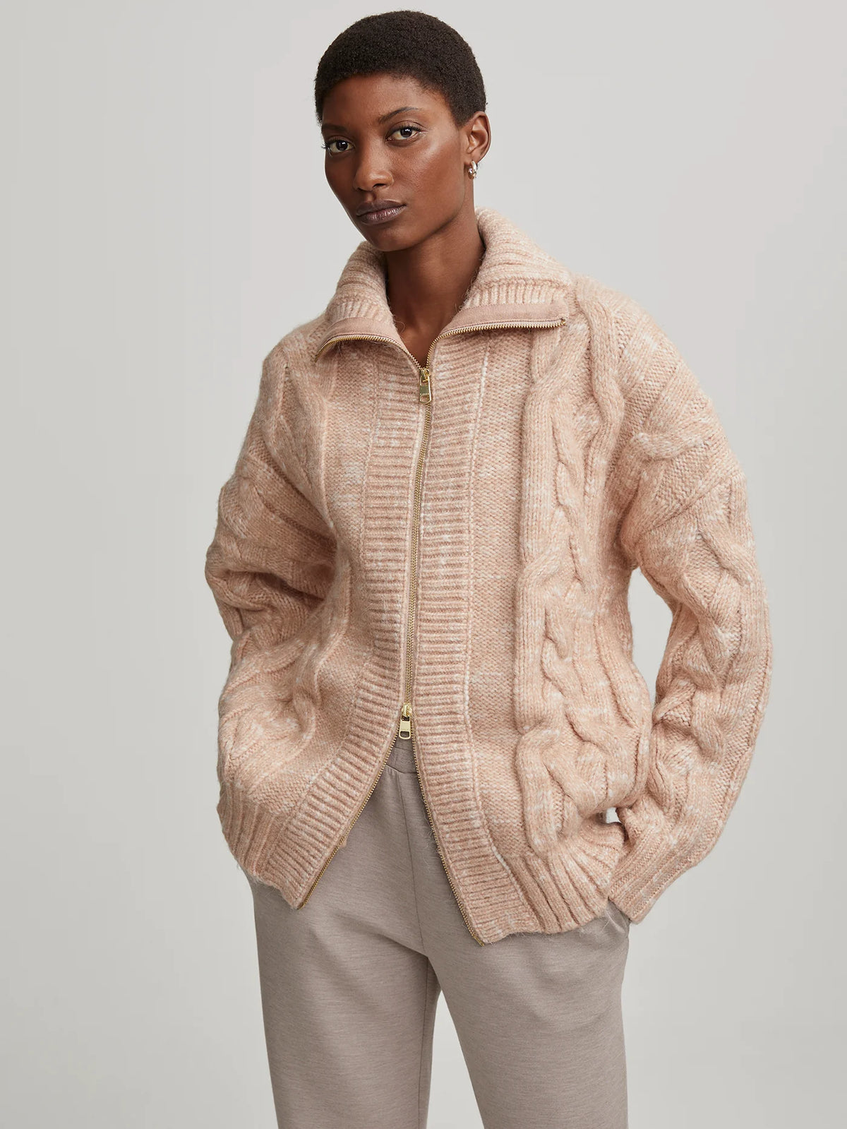 Aida Cable Knit Zip-Through Jacket