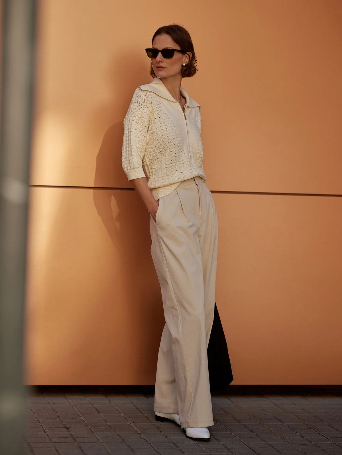 Plush Cord Wide Leg Trouser Long