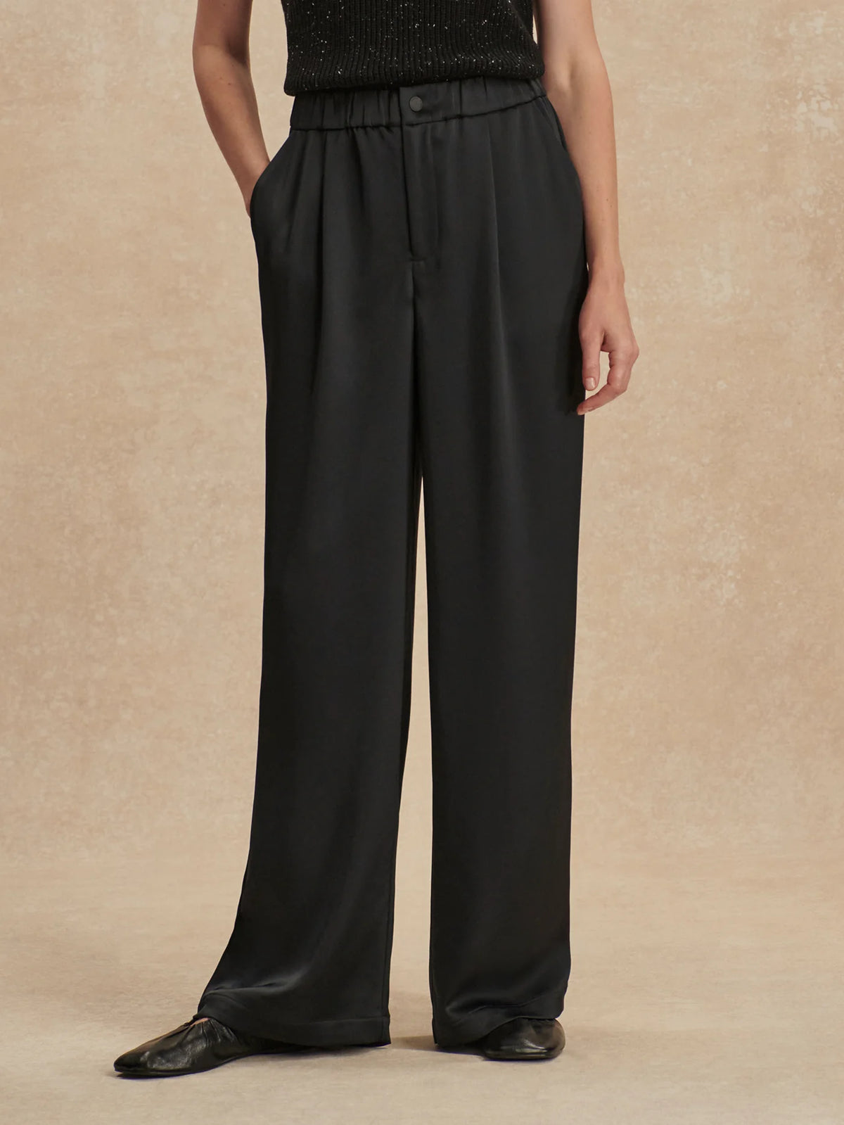 Double Satin Wide Leg Pant Long