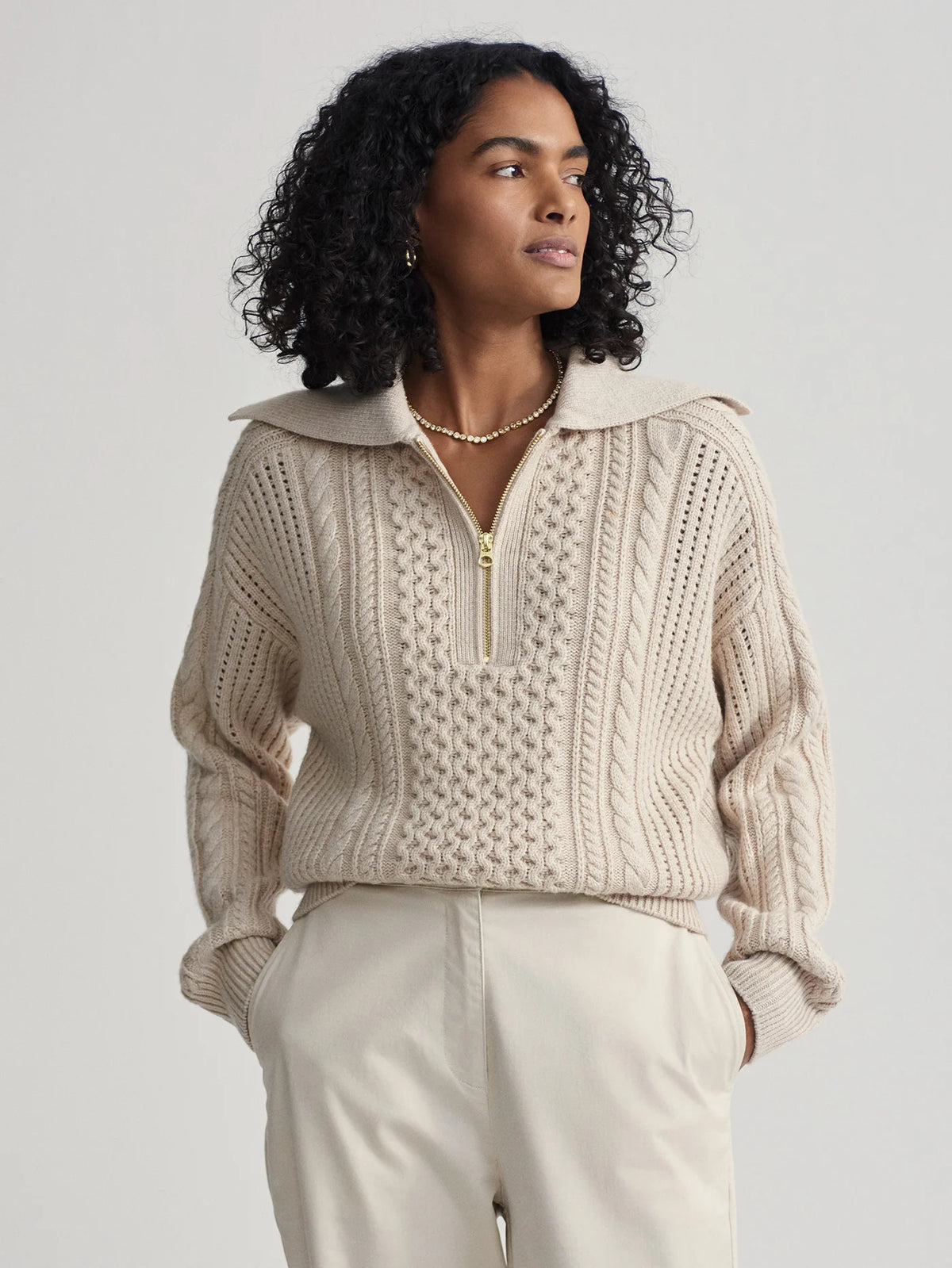 Camello Relaxed Cable Half Zip