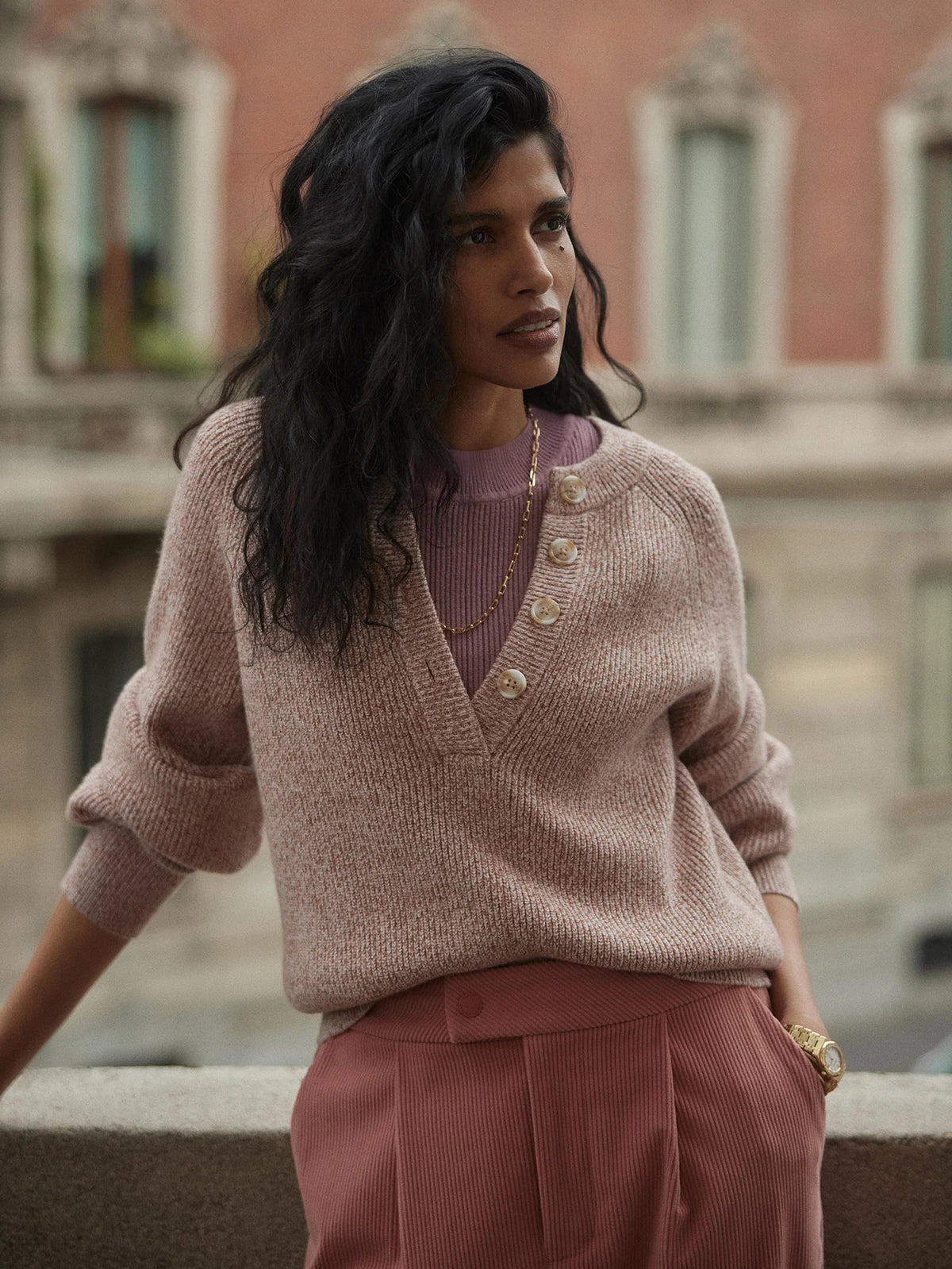 Kennings Mock Placket Knit