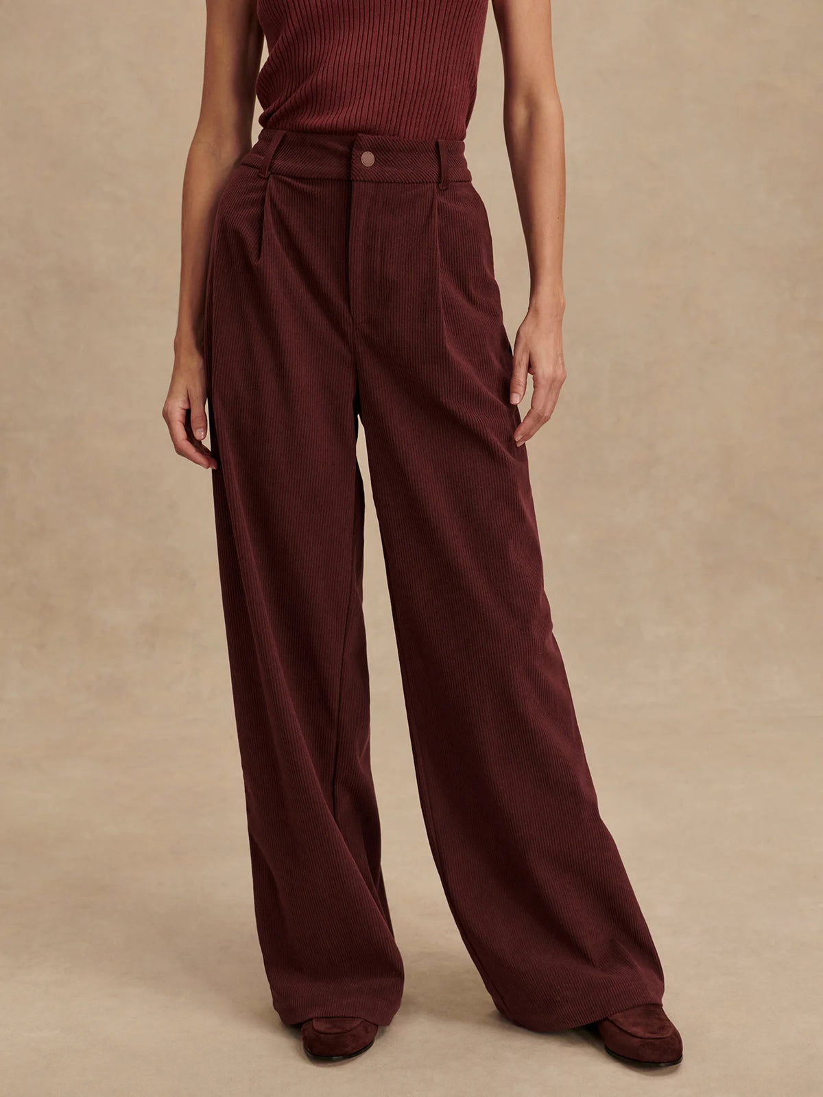 Plush Cord Wide Leg Trouser Regular