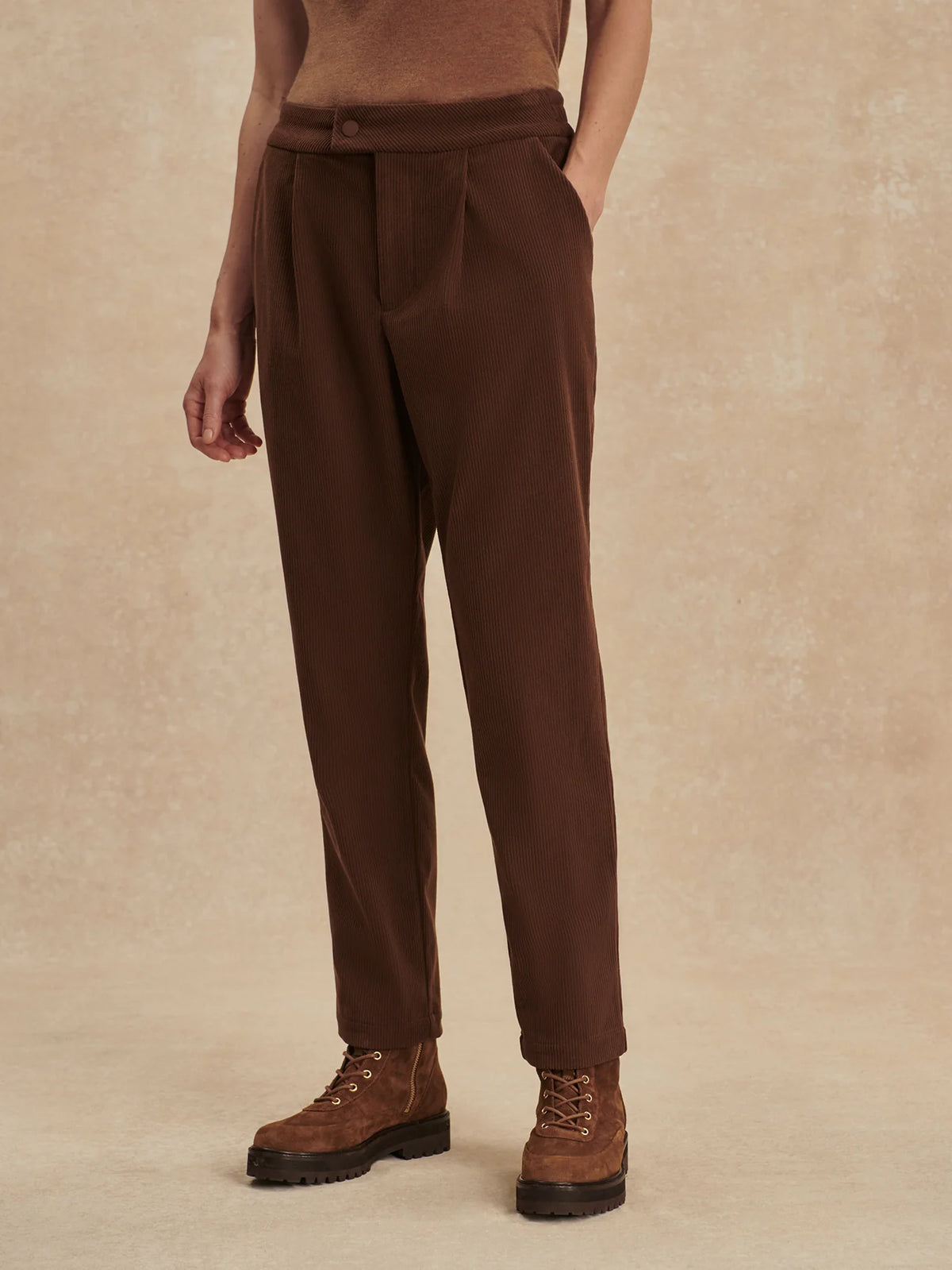 Plush Cord Elegant Tapered Trouser Long